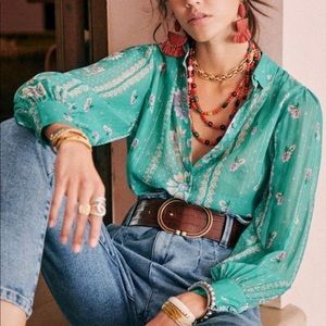 Sezane Tianna Blouse in Bali print size 36